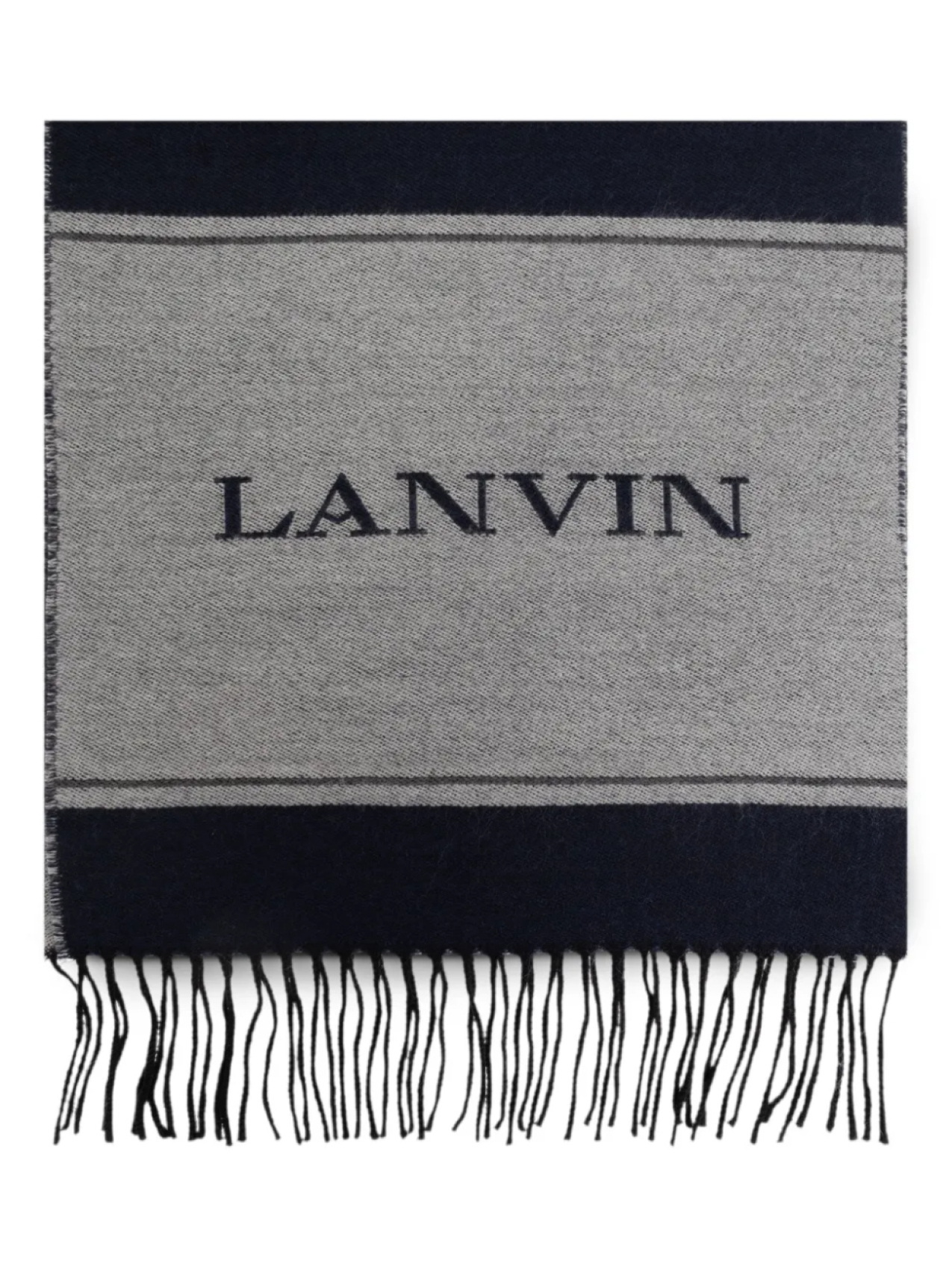

Шарф с логотипом и жаккардовым узором в полоску Lanvin, серый