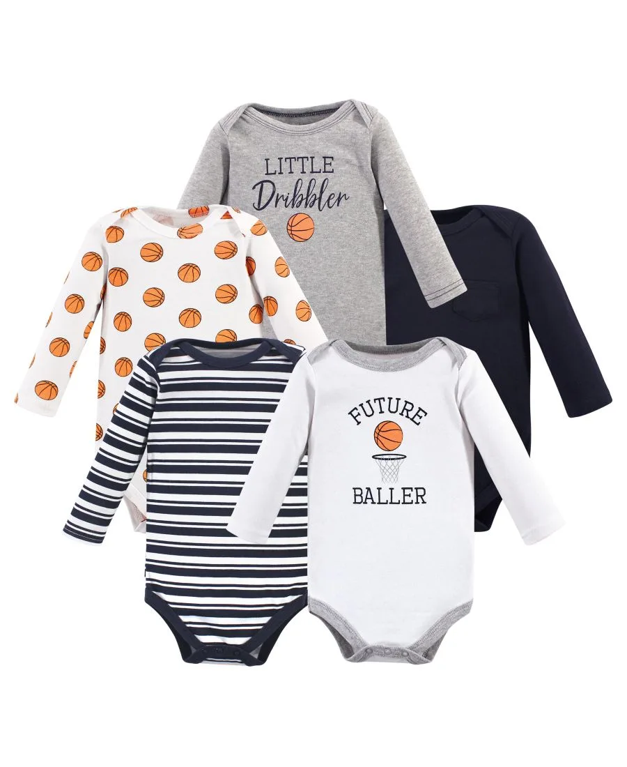 Комплект из 5 мягких хлопковых боди с длинными рукавами Hudson Baby, Basketball