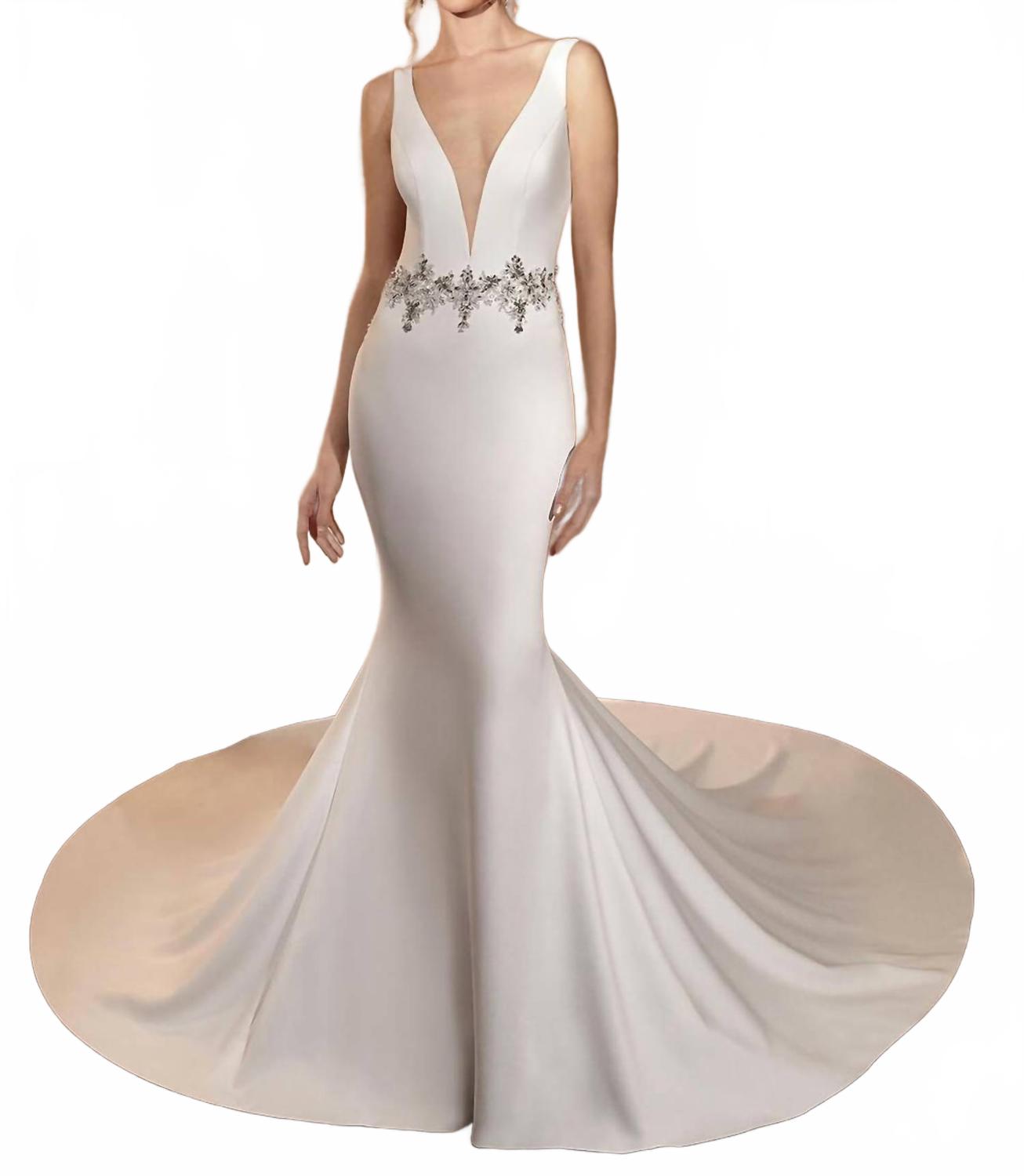 

Креповое платье с глубоким вырезом, цвет слоновой кости/натуральный Demetrios, Ivory/Natural