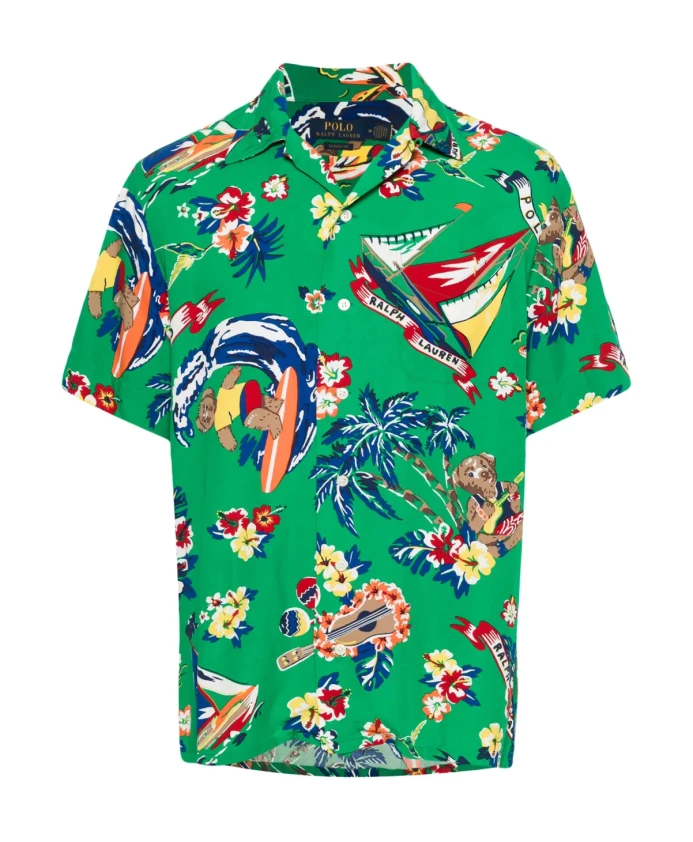 

Футболка с короткими рукавами с логотипом медведя-серфера Polo Ralph Lauren, зеленый