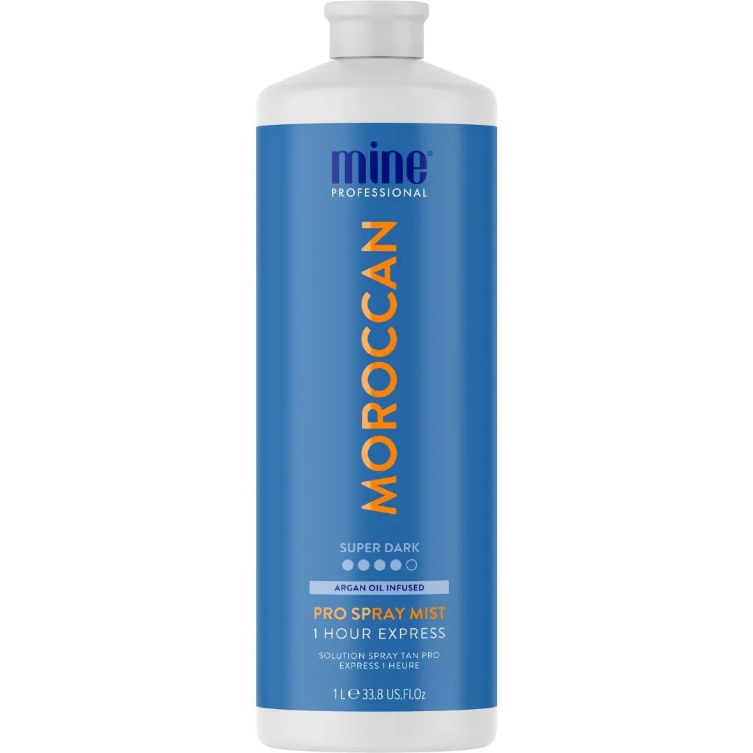 MineTan Spray Tan Solution | Moroccan - спрей для автозагара для темного бронзового оттенка, быстросохнущий, экспресс-эффект за 1 час, увлажняющий, профессиональная формула, веганский, 1000 мл Minetan Body.Skin, Super Dark