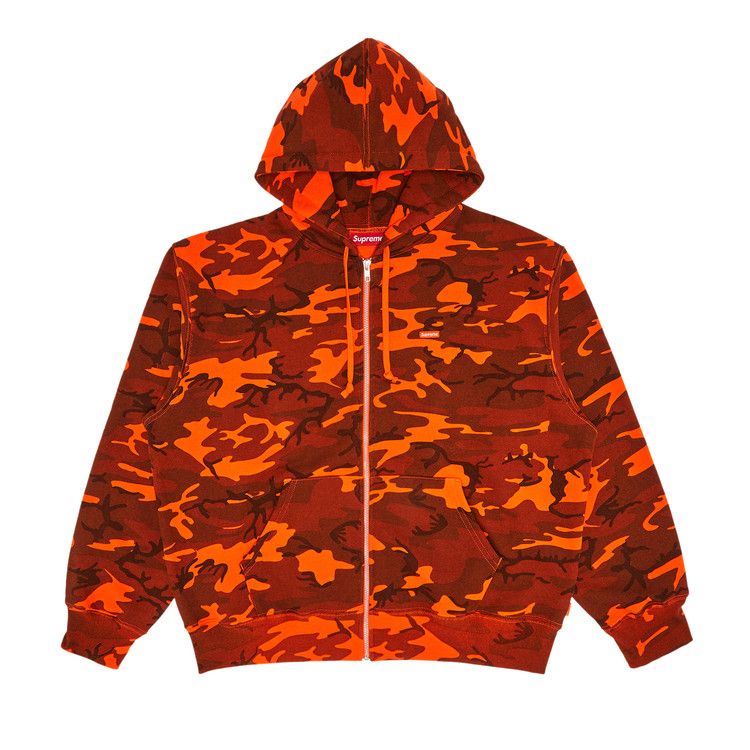 

Толстовка Supreme Small Box Zip Up Hooded Sweatshirt, Bright Orange Camo