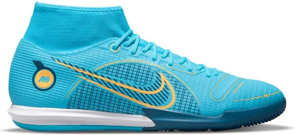 Футбольные кроссовки Nike Unisex Mercurial Superfly 8 Academy IcFootball, Chlorine Blue Laser Orange Marina