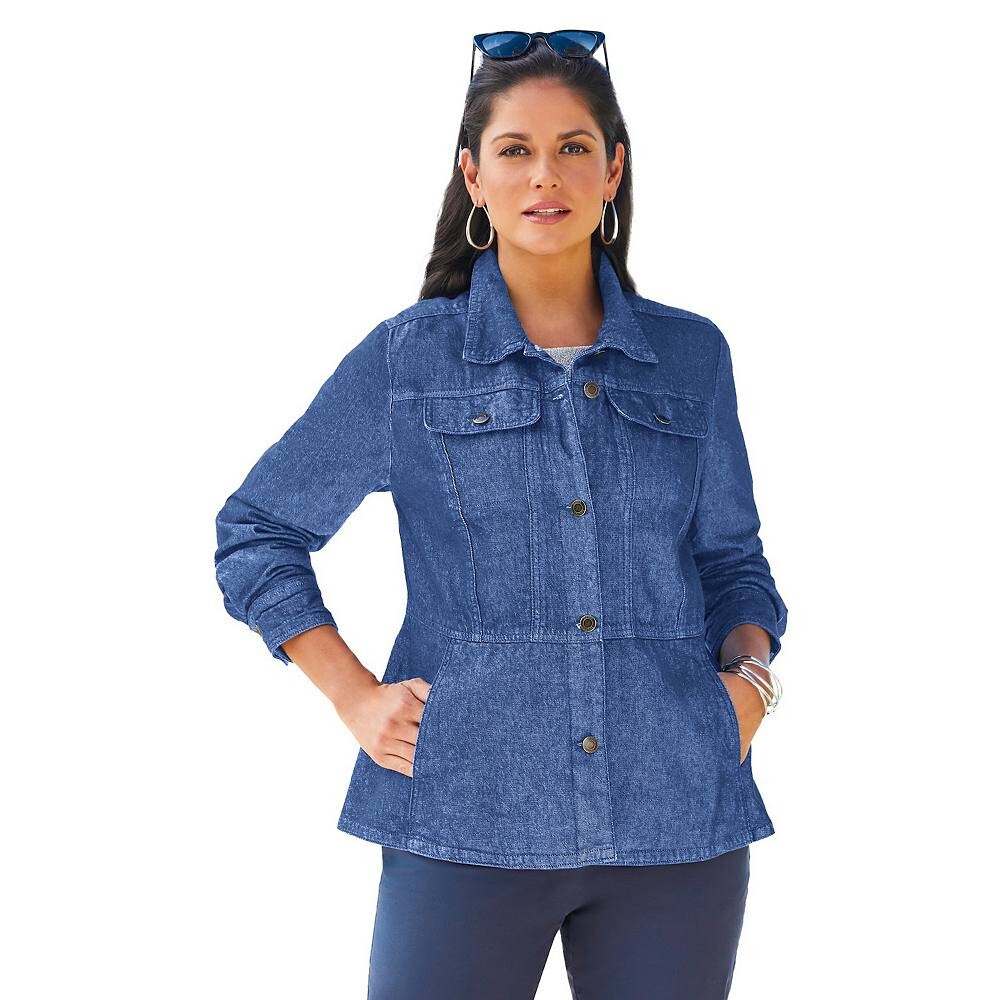 

Женская джинсовая куртка с баской Jessica London больших размеров, цвет Medium Stonewash