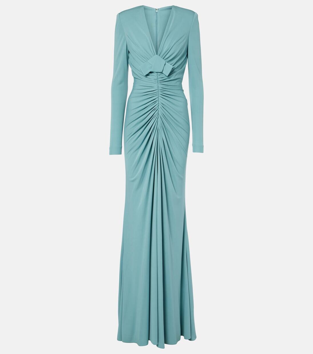 

Платье из джерси с бантом и сборками Elie Saab, цвет cerulean blue