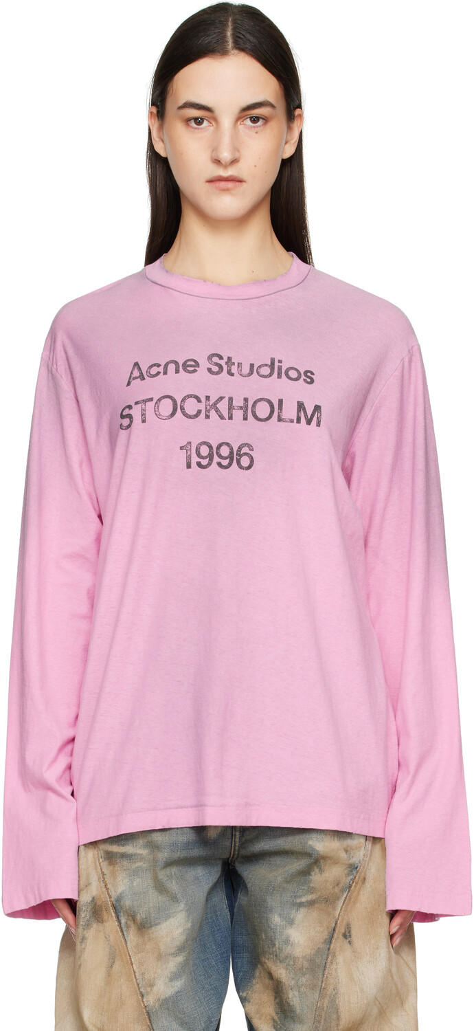 

Розовая футболка с логотипом Acne Studios, Cotton candy pink