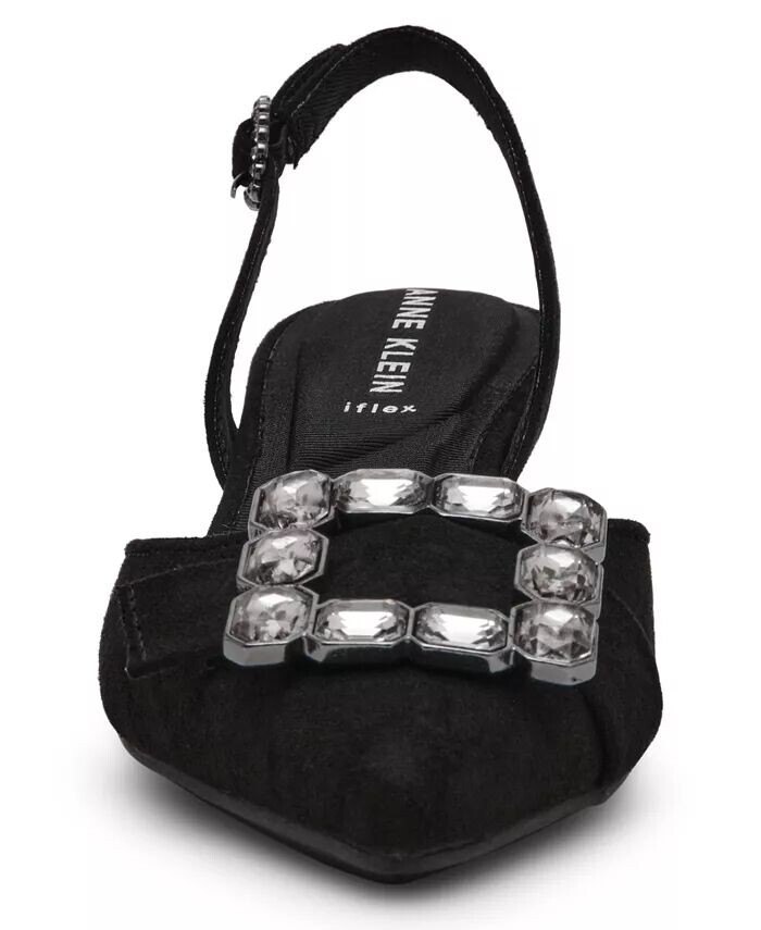 Женские туфли-лодочки Inez Crystal Ornament на каблуке-рюмочке с открытой пяткой Anne Klein, черный — фото 3