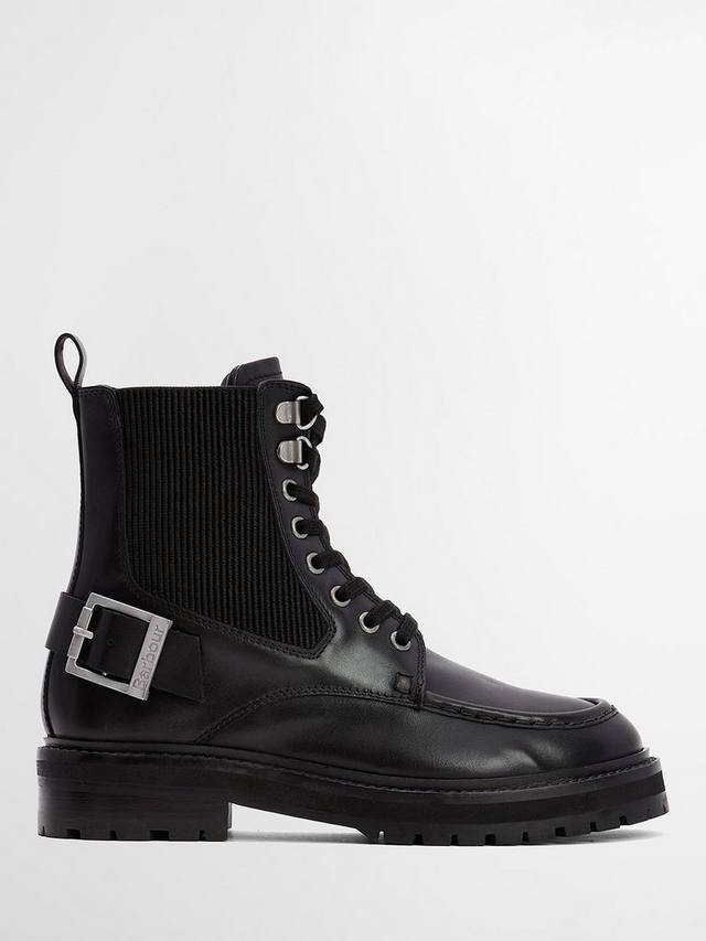 Ботинки Leonie из кожи с текстурированным верхом на шнуровке Barbour, Black