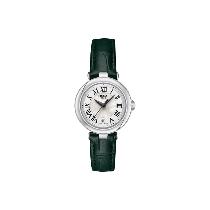

TISSOT Часы Little Beauty Collection Quartz Movement Women's Watch 26mm White Dial Stainless Steel Case Leather Strap, White Dial