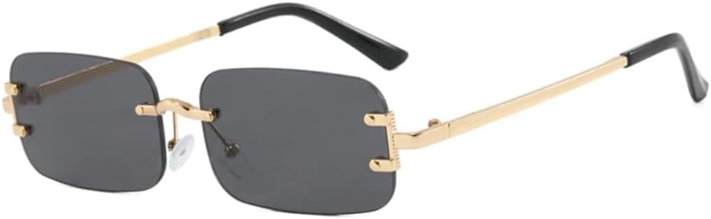 

Солнцезащитные очки с защитой UV400 | Безободковая маленькая оправа, цветные линзы | Для женщин и мужчин, для занятий спортом на открытом воздухе и вождения DSVIGF, Gold Gray