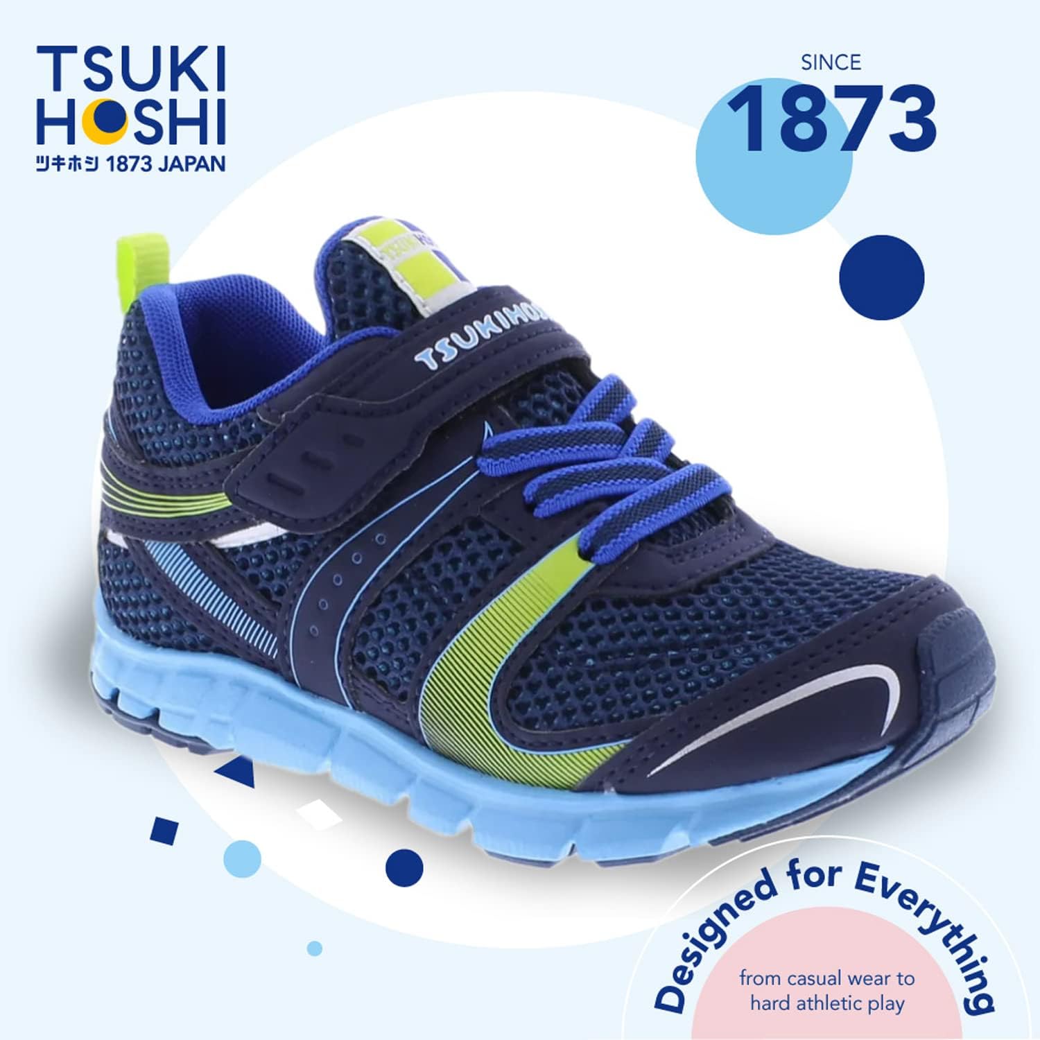 Детские кроссовки TSUKIHOSHI Velocity - обувь для детей от 1 до 8 лет с застежкой-ремешком, пригодная для машинной стирки, с широким носком и нескользящей подошвой, темно-синий — фото 3