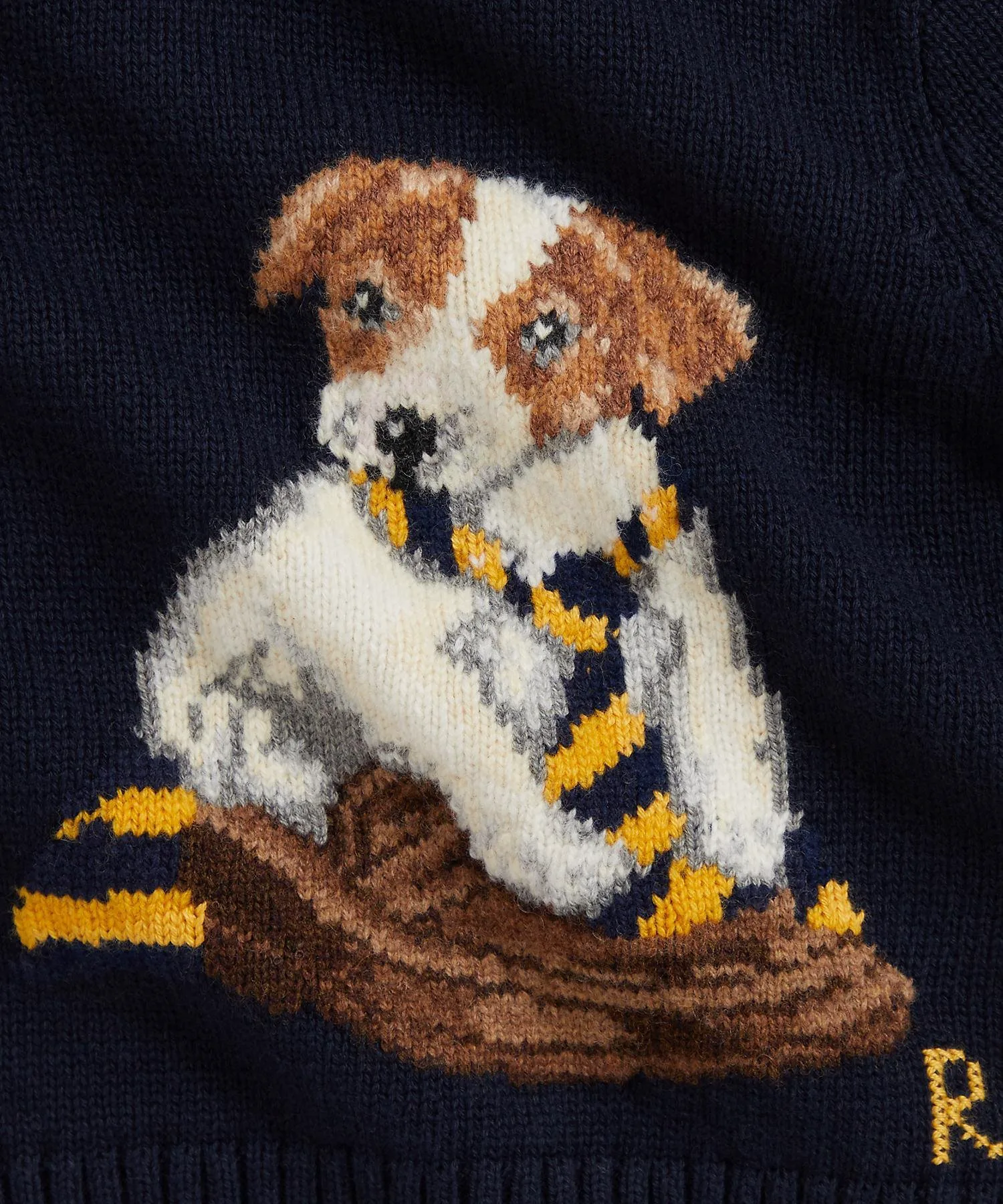 Хлопковый свитер с интарсией (для малышей) в виде собаки Polo Ralph Lauren, 410 Navy — фото 3