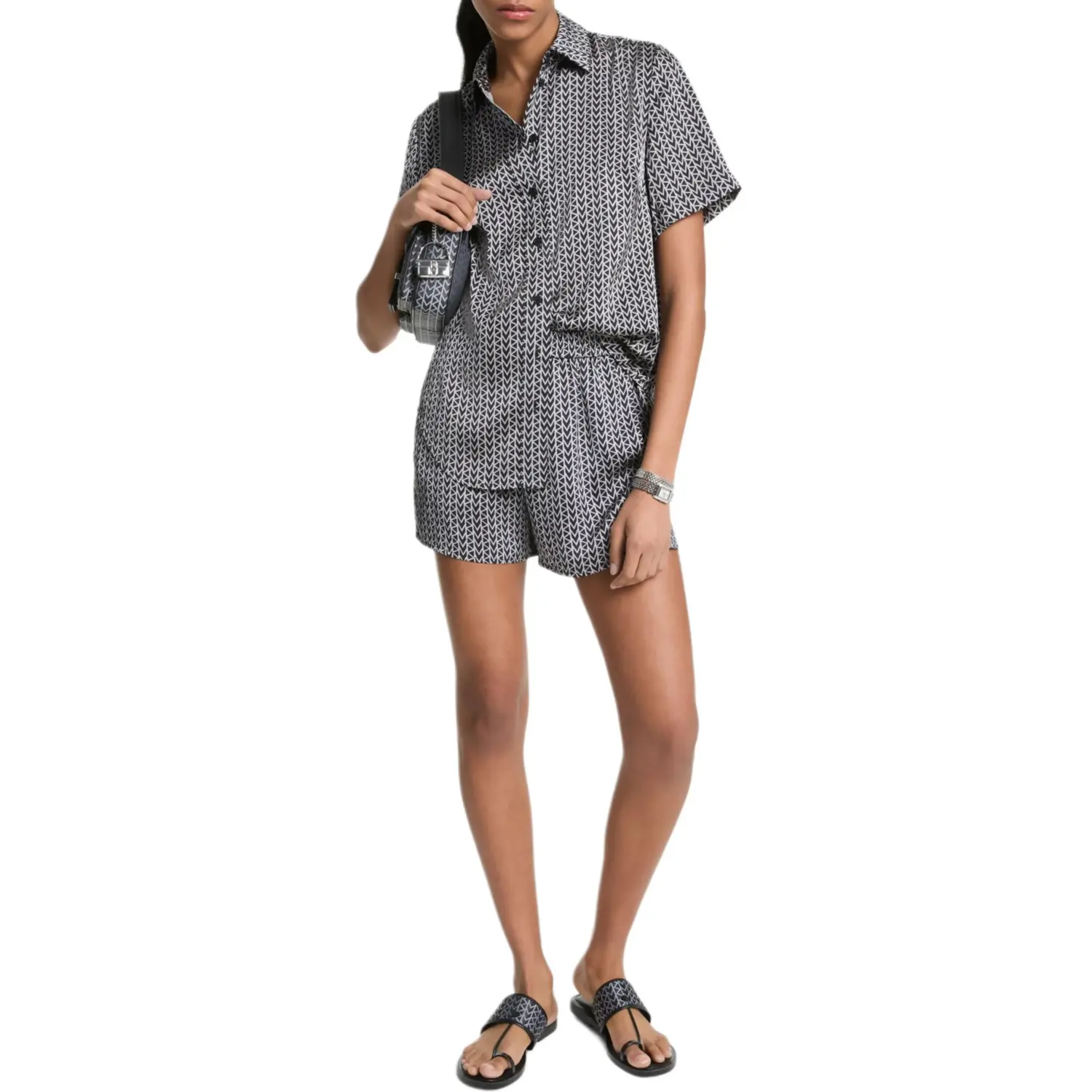 

Рубашка с принтом логотипа MK2000 MICHAEL KORS, серый черный