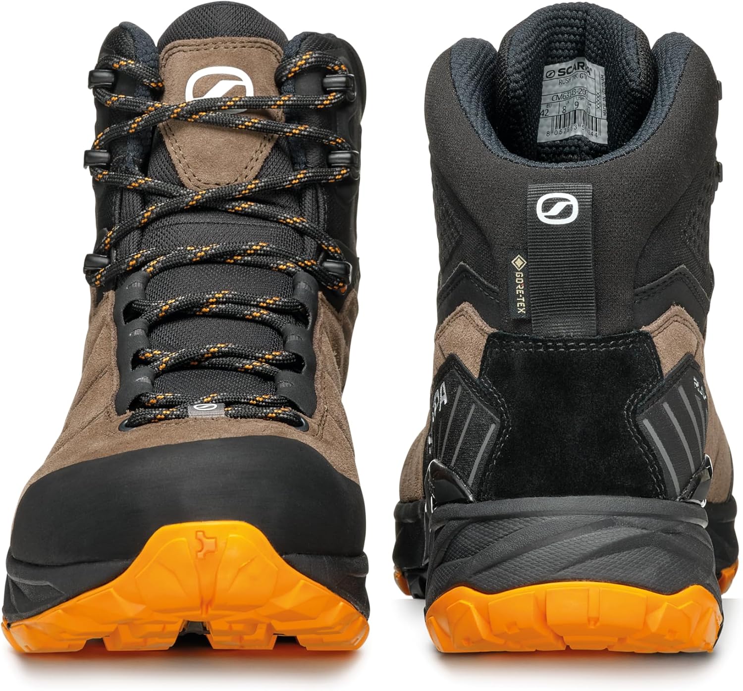 Мужские походные ботинки SCARPA Rush TRK GTX с водонепроницаемой мембраной Gore-Tex, легкие, оранжевый/коричневый — фото 4