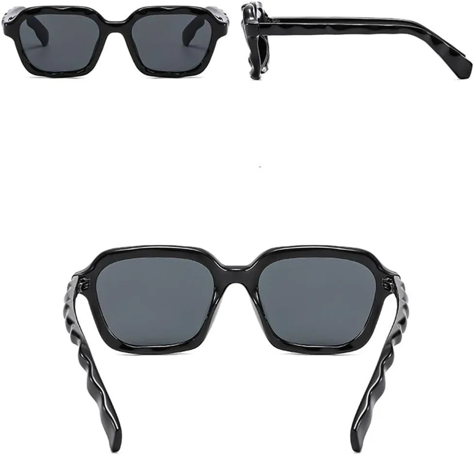 

Винтажные солнцезащитные очки необычной волнообразной формы для женщин, модные двухцветные, с защитой от УФ-излучения UV400, для мужчин TKKTLLT, Purple Brown Gray