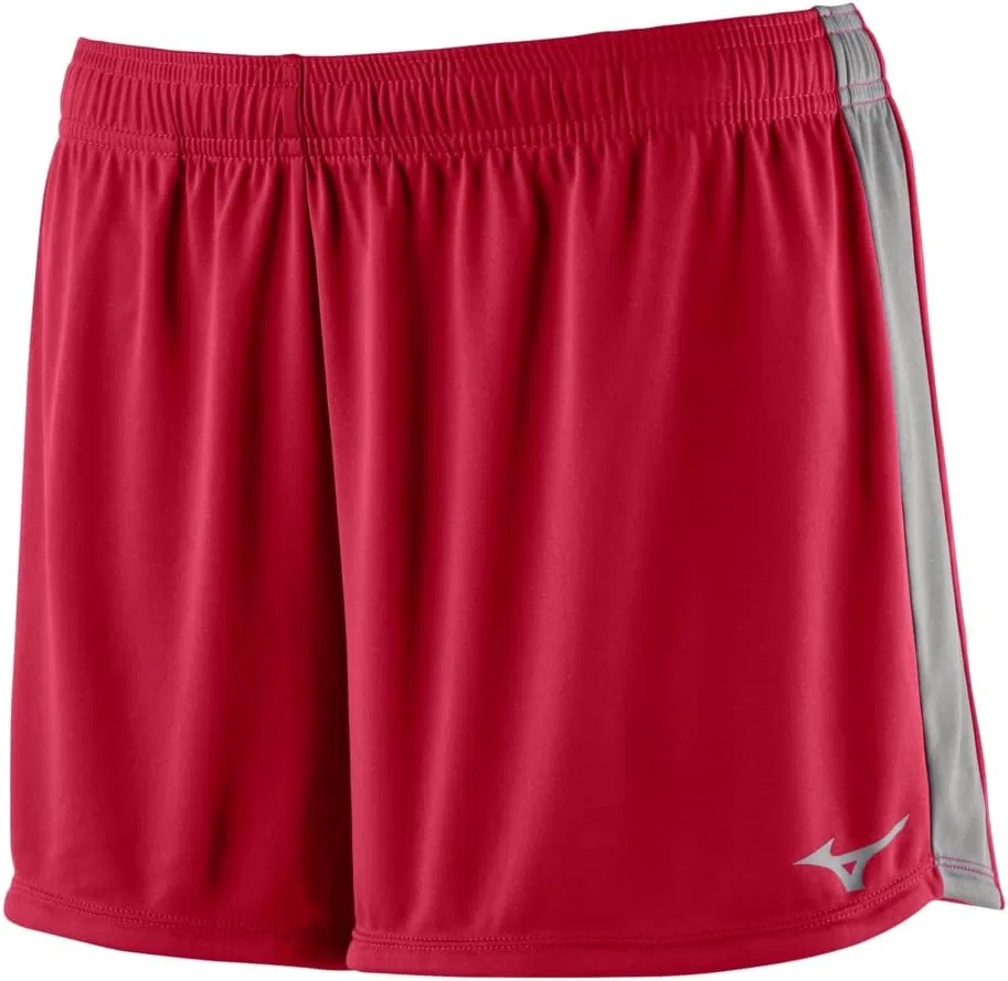 Шорты Mizuno Girls' Girls Icon 3 дюйма, Red-Charcoal-Shadow