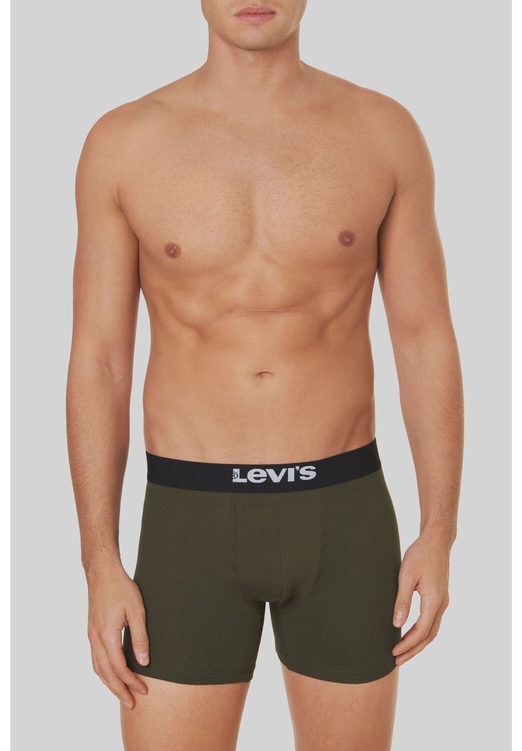 Трусы, 2 шт., эластичный пояс с логотипом, мужские Levi's, хаки — фото 2