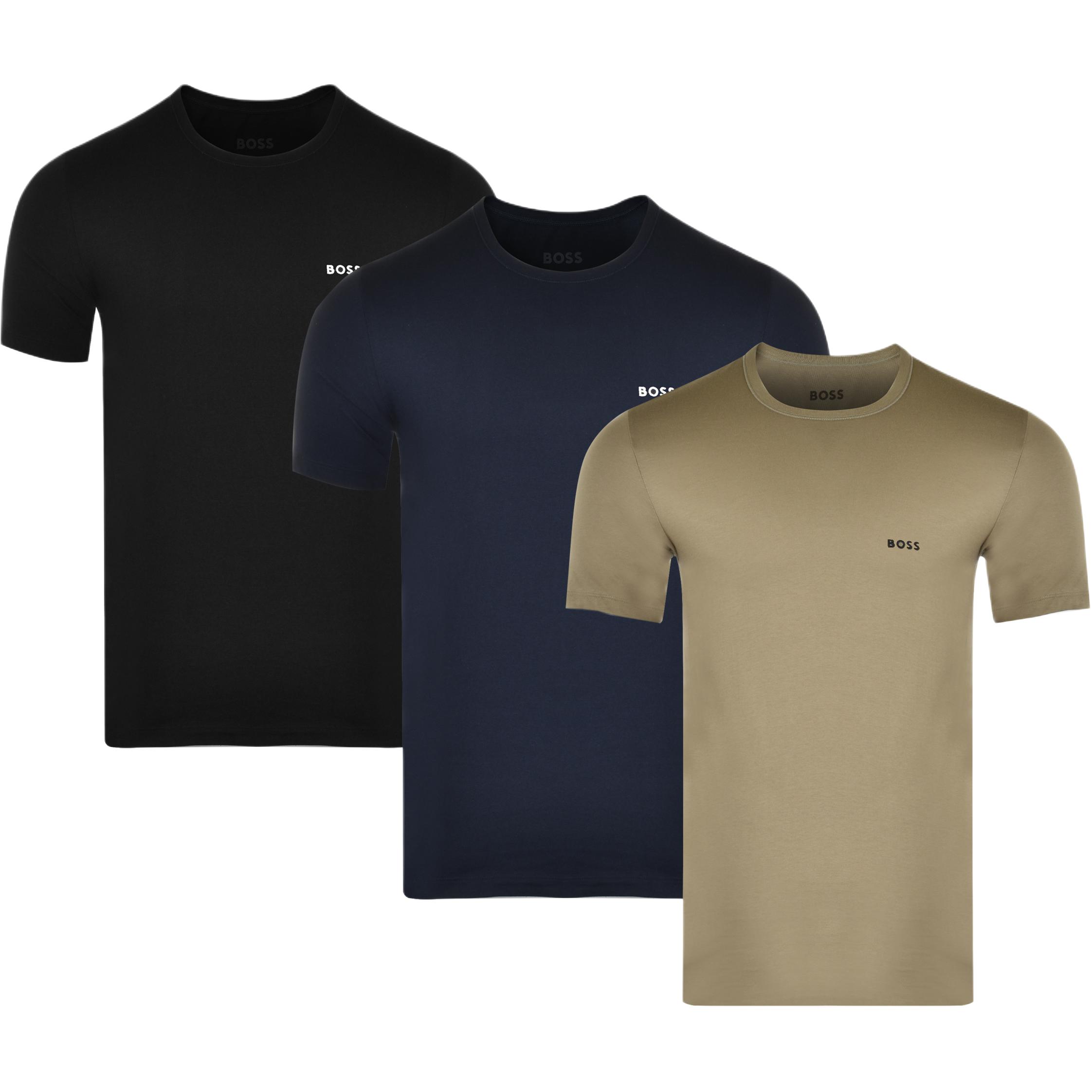 

HUGO BOSS Футболки мужские 3 шт Black+Marine Blue+Light Khaki, Черный, HUGO BOSS Футболки мужские 3 шт Black+Marine Blue+Light Khaki
