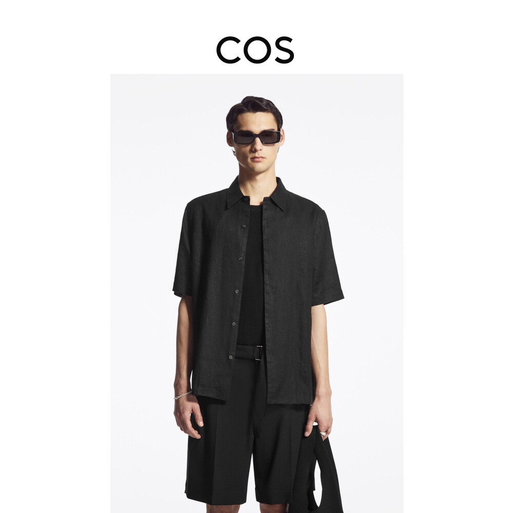 

Рубашка льняная Cos с планкой, черный