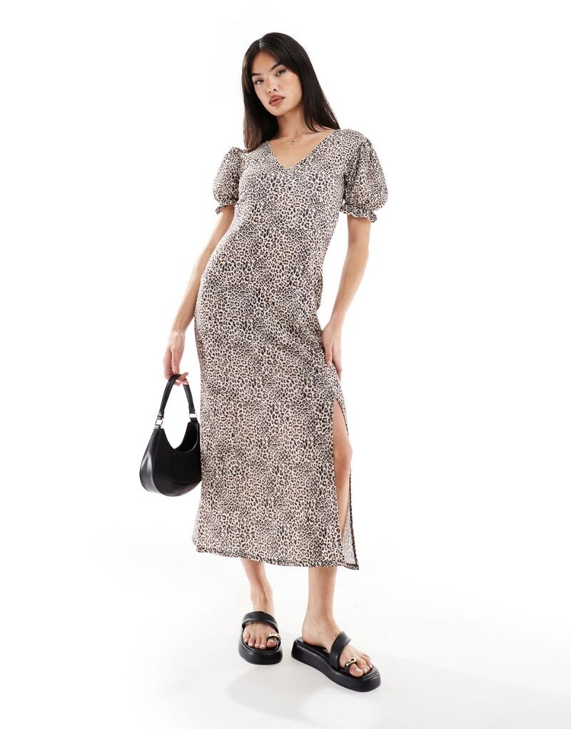 

Чайное платье макси с леопардовым принтом Miss Selfridge