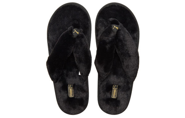 Тапочки fluff flip slide 'black team gold' Puma, черный — фото 4