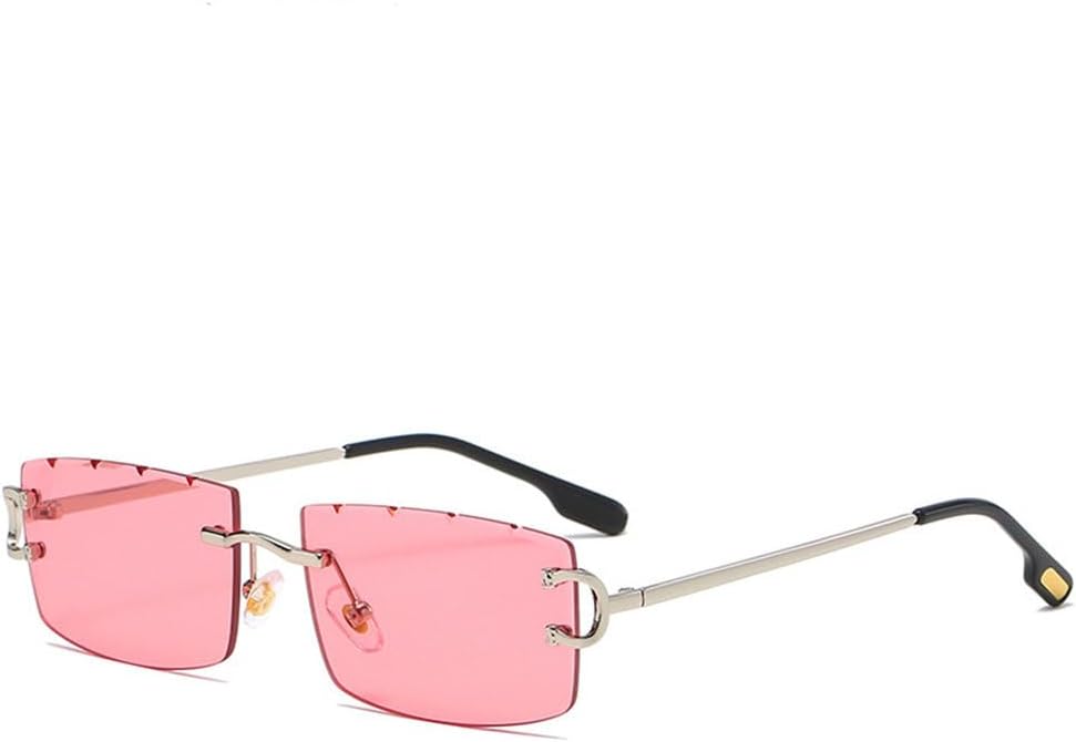 

Мужские прямоугольные солнцезащитные очки без оправы с металлическим каркасом, модные солнцезащитные очки для женщин, линзы с градиентом, без оправы, защита от УФ-излучения UV400 TYUVIVO, C02 Pink
