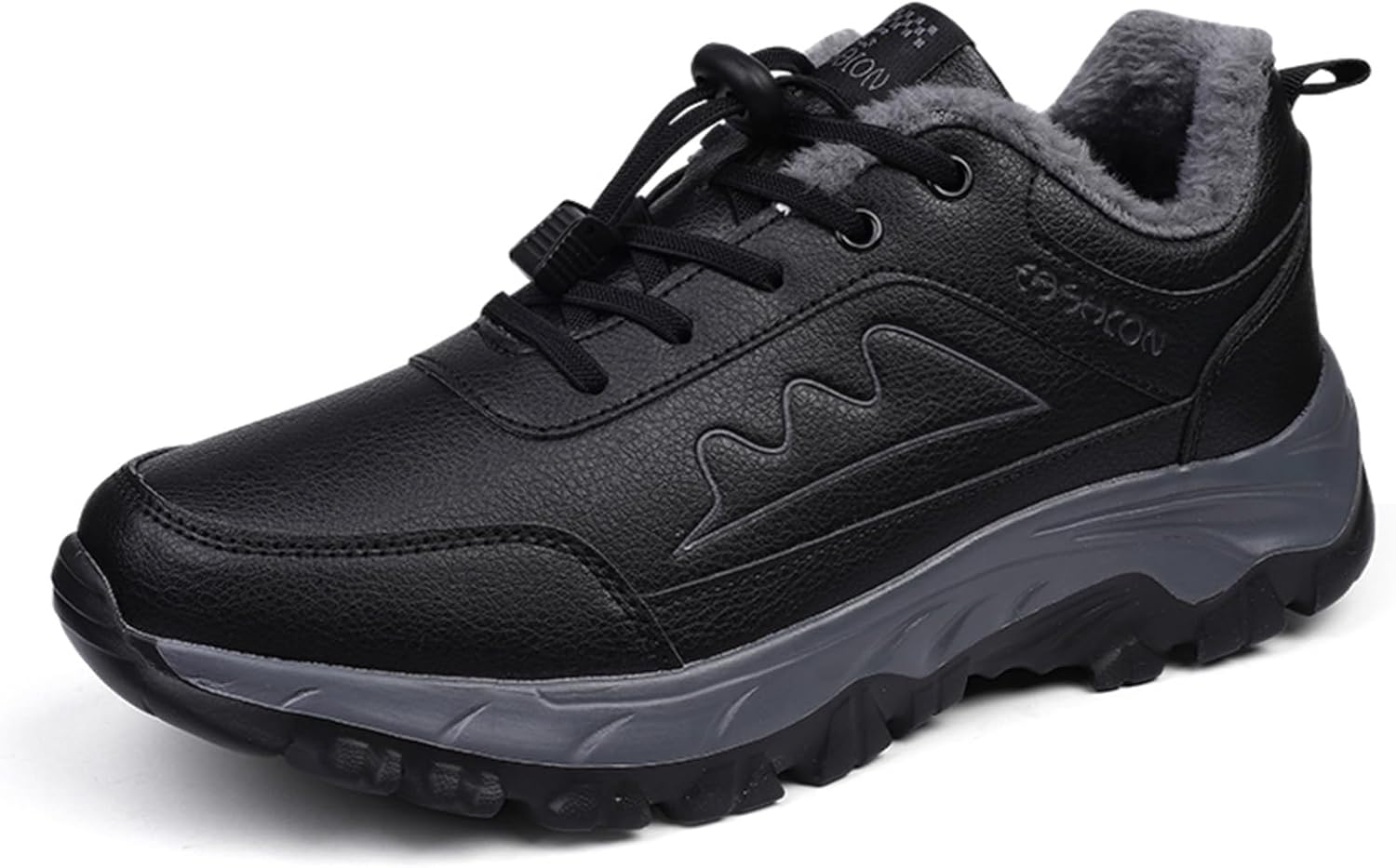 

Мужские зимние теплые кроссовки для улицы, черные повседневные, анти-снежные, с плоской подошвой, с мехом, для мужчин и пожилых Generic