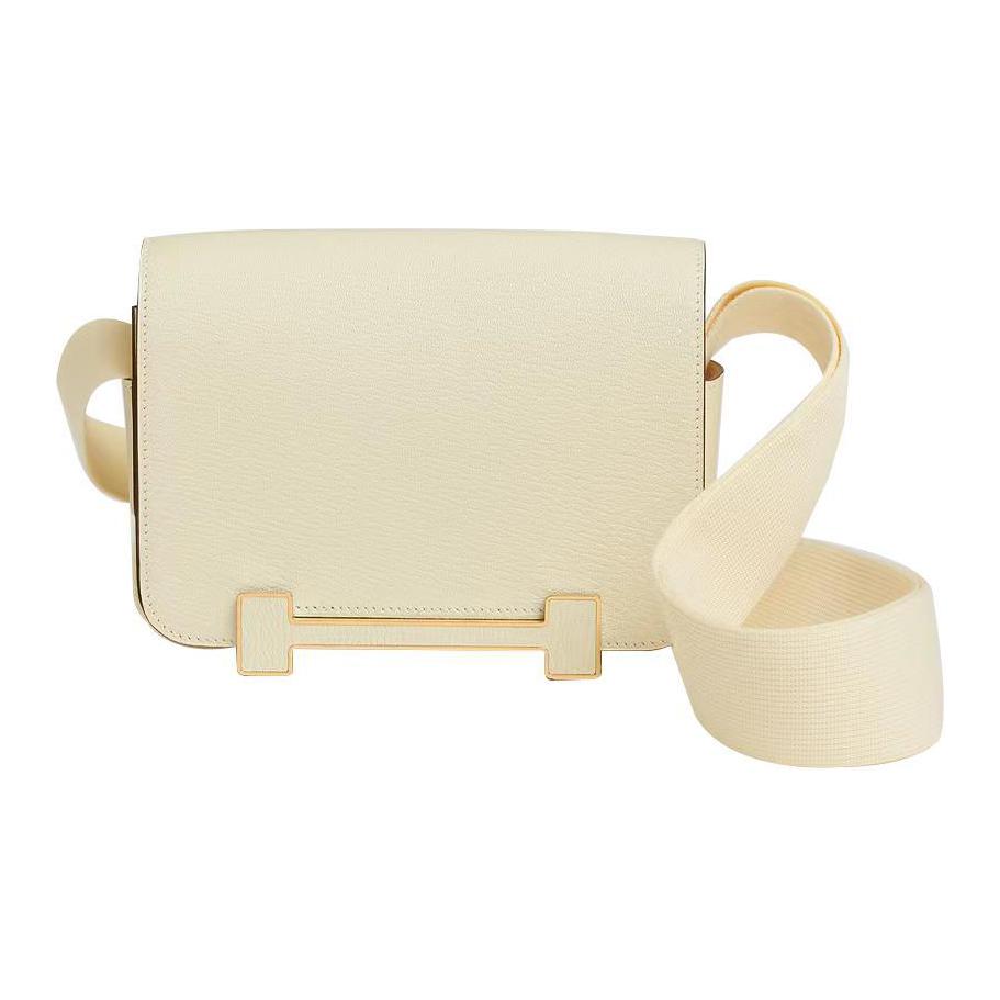 

Сумка-мессенджер через плечо из козьей кожи с деревянными сандалиями женская кремово-белая HERMES