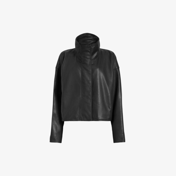 

Кожаная куртка свободного кроя Ryder с воротником-трубой Allsaints, черный