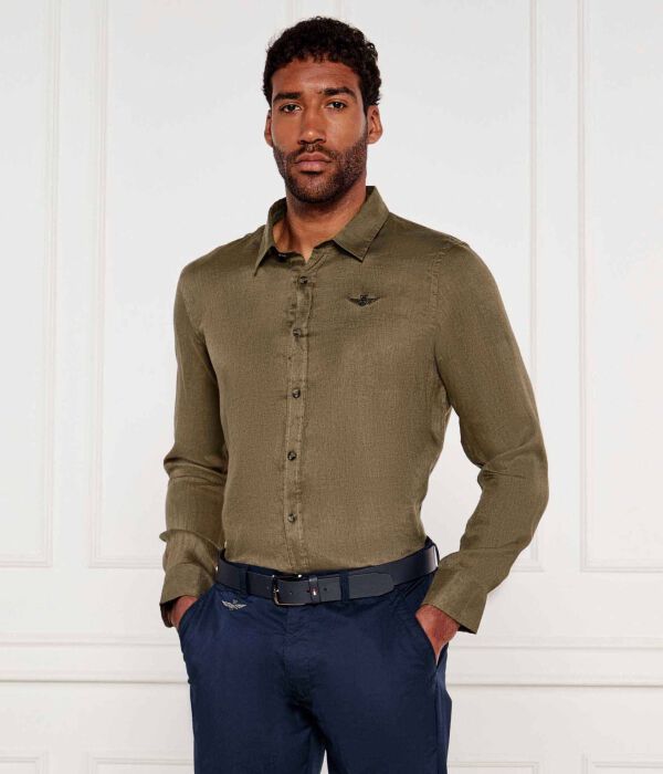 

Льняная рубашка Regular fit Aeronautica Militare, синий