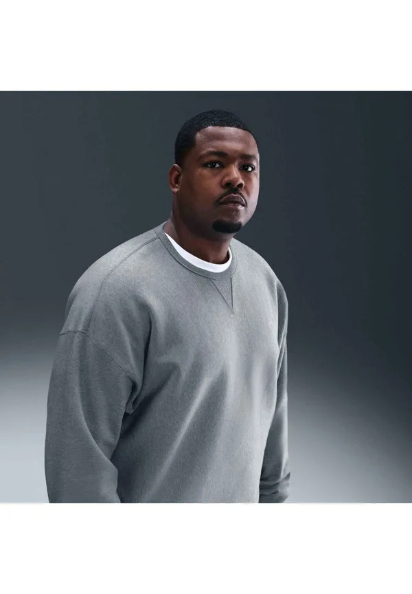Толстовка solo crew Nike Sportswear, Dark Grey Heather White — фото 3