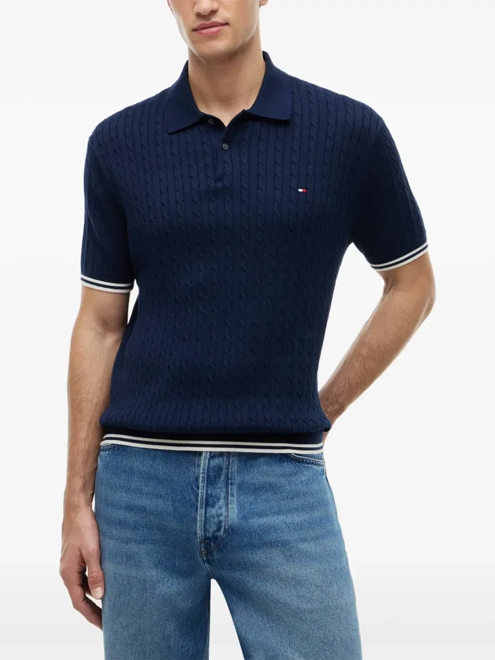 Поло-свитер с косами Tommy Hilfiger, синий — фото 3
