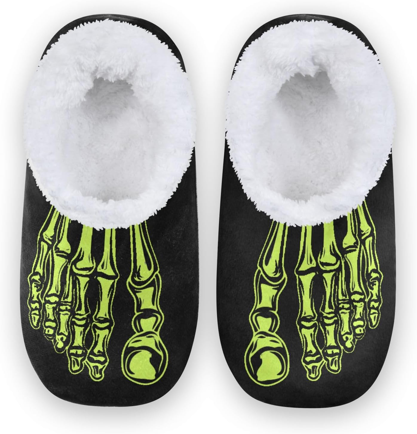 

Домашние зимние тапочки DOMIKING с рисунком скелета, пушистой нескользящей мягкой подошвой, уютные домашние тапочки для мужчин и женщин. Подходят как мужчинам, так и женщинам, желтый