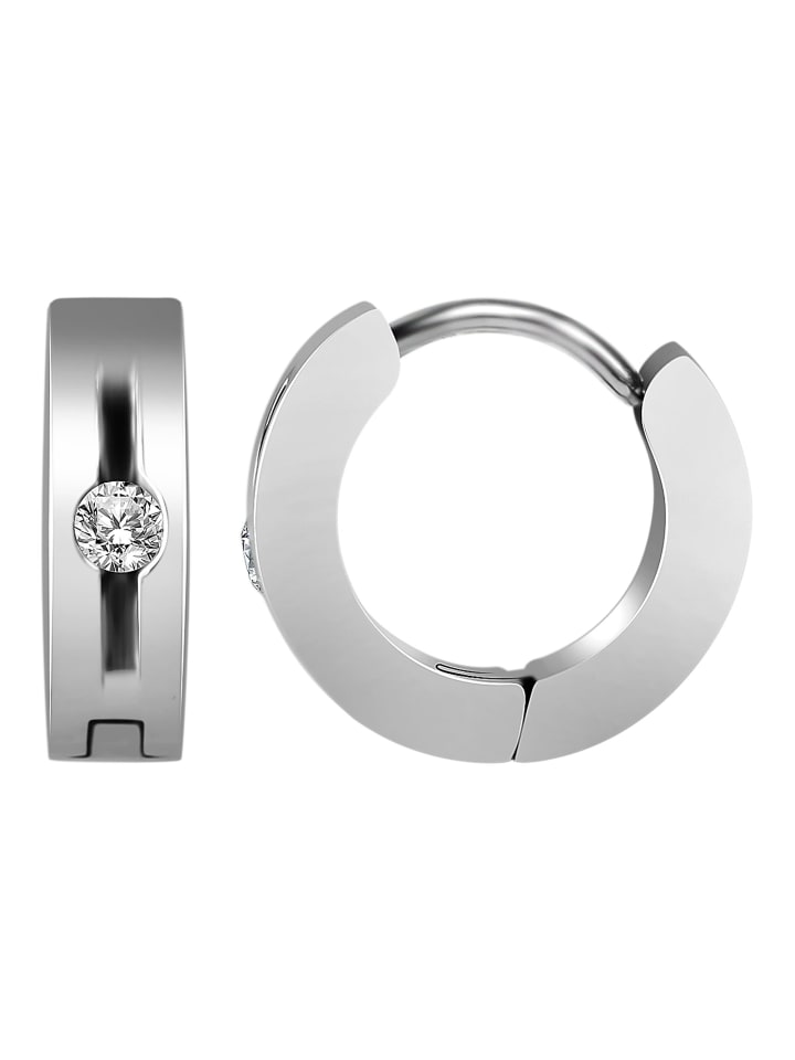 

Adeliás Женские серьги - серьги-кольца на шарнирах из нержавеющей стали со стразами серебристого цвета