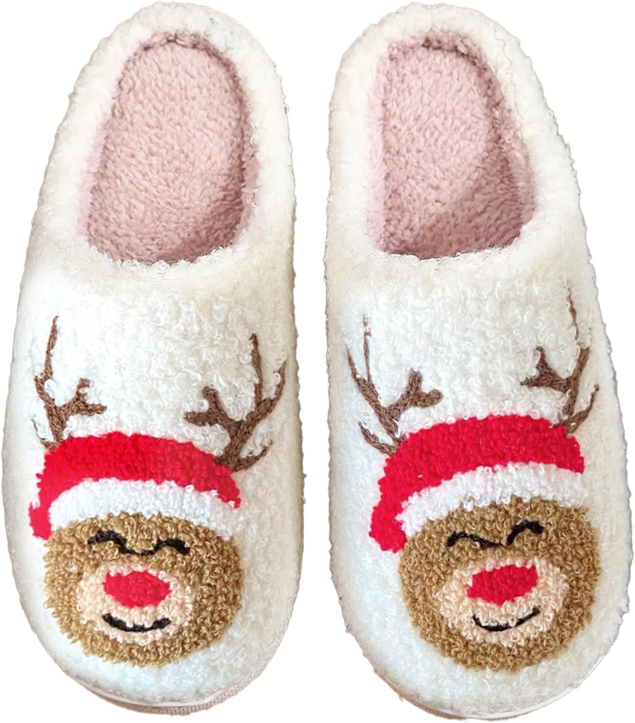 

Пушистые домашние тапочки с оленями и рождественской елкой Oukisam