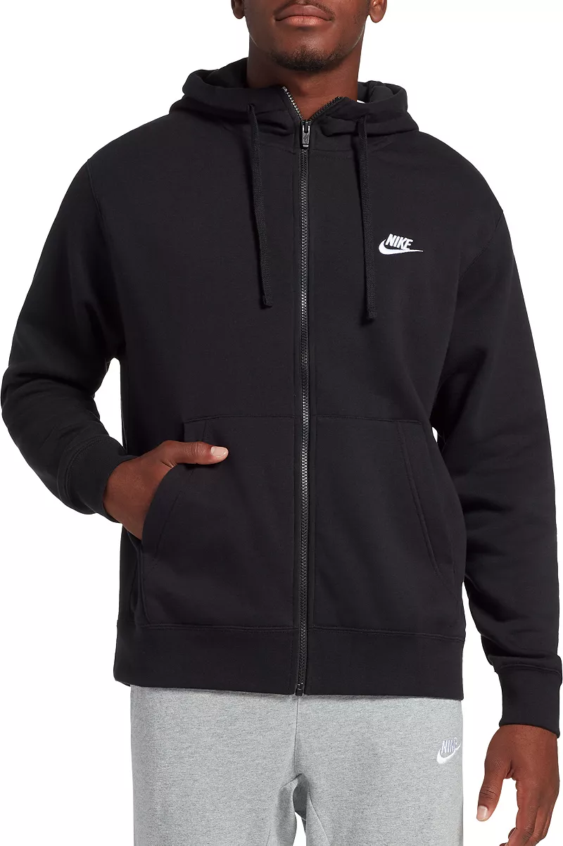 

Мужская флисовая худи с молнией во всю длину Nike Sportswear Club, черный/белый
