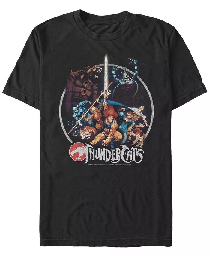 

Мужская футболка с коротким рукавом Thundercats Thundercats в винтажном стиле с круглым постером Fifth Sun, черный