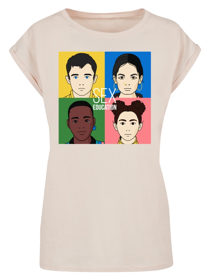 

Футболка с размытым рисунком Половое воспитание в цвете Белый песок F4NT4STIC