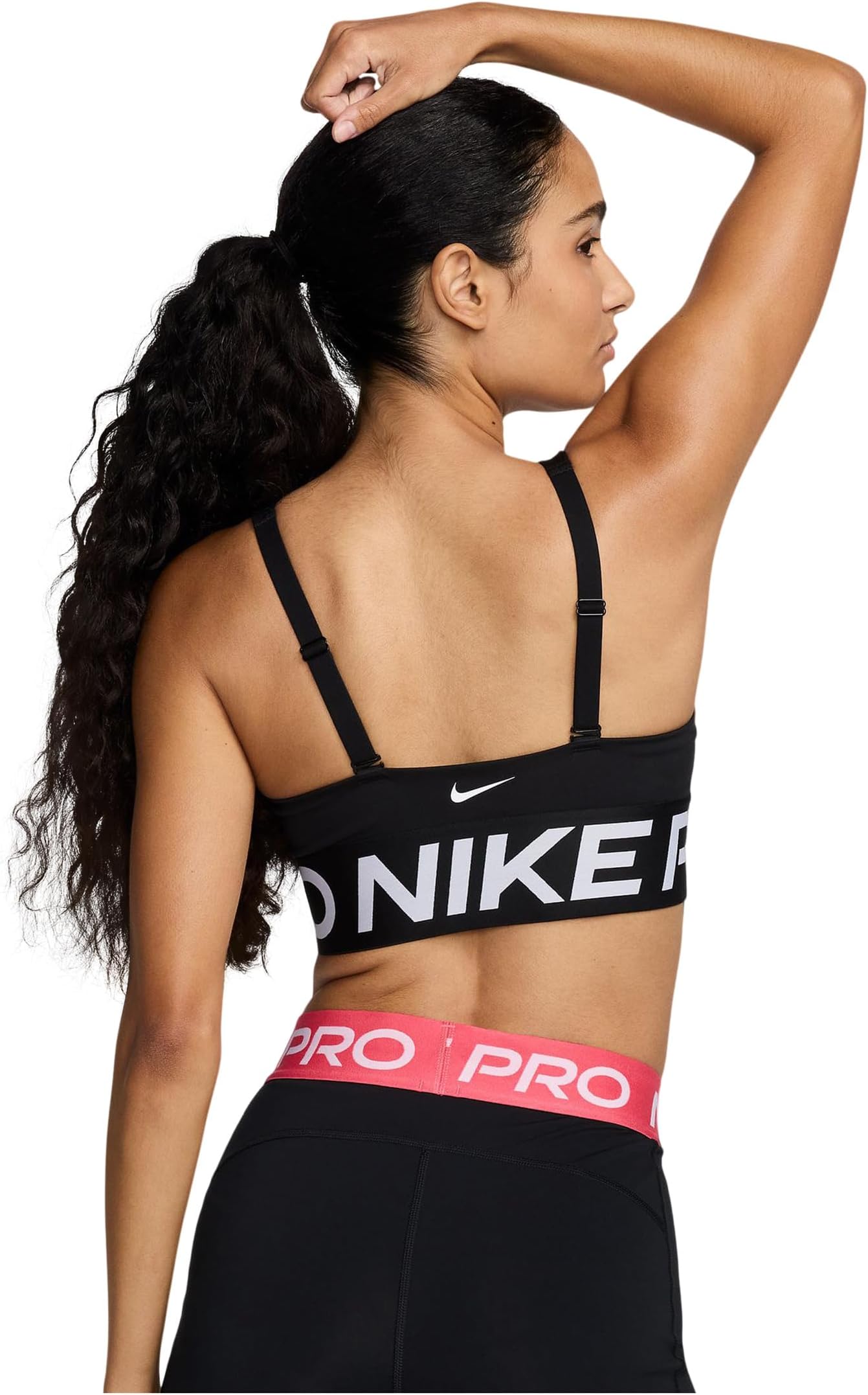 Бюстгальтер Nike Pro Indy Plunge Medium Support Bra, цвет Black/White/White — фото 2
