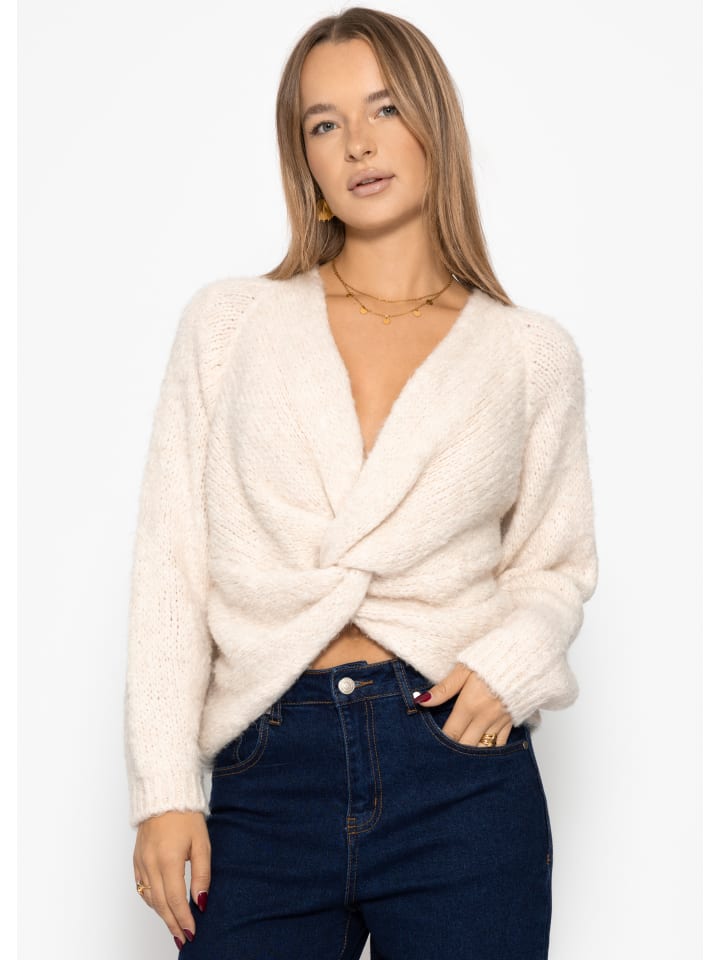 

Вязаный свитер с узлом в оттенке белого SASSYCLASSY