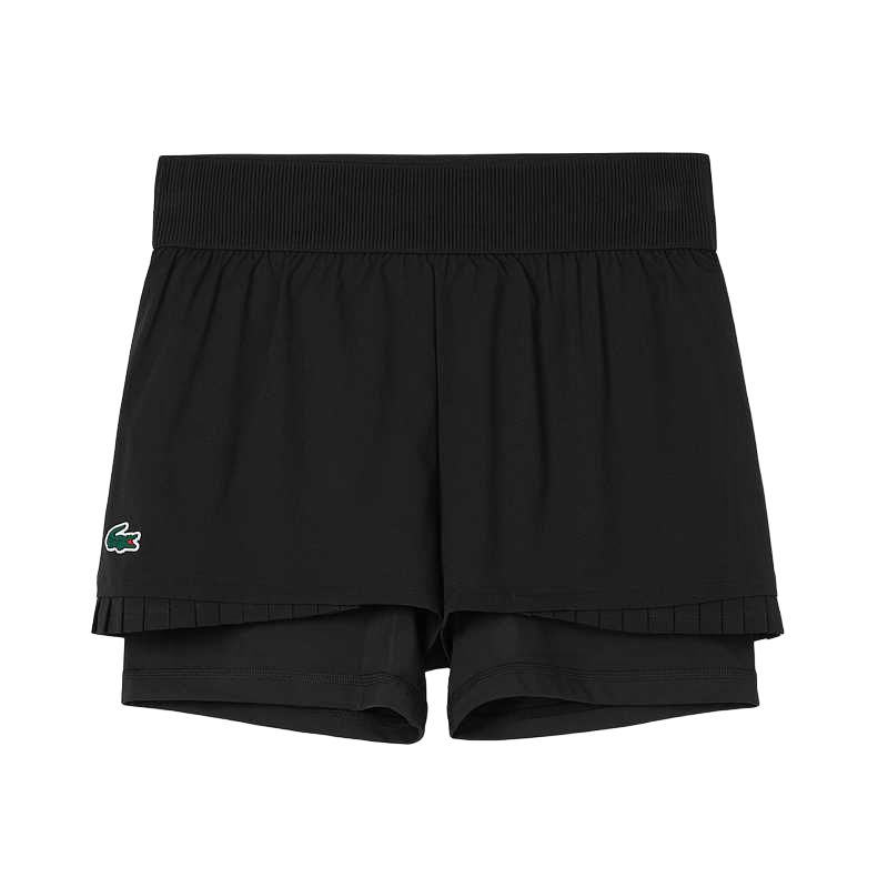

Шорты плиссированные с аппликацией логотипа LACOSTE, черный