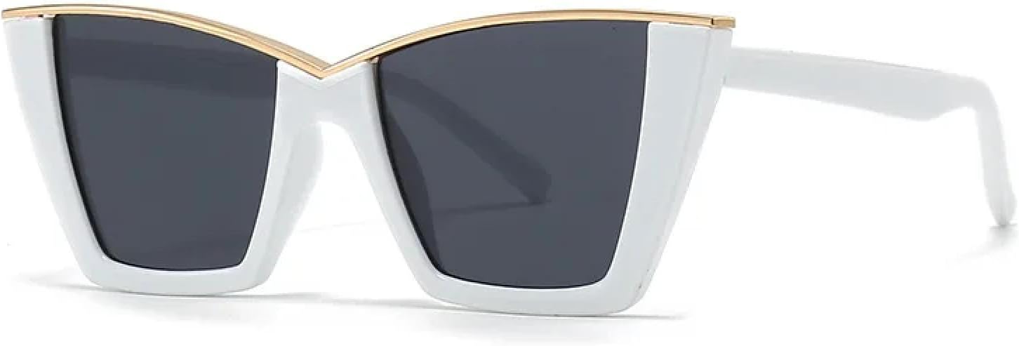 

Солнцезащитные очки с защитой от УФ-излучения UV400 | Большая оправа в стиле «кошачий глаз» | Панк | Для женщин и мужчин | Для занятий спортом на открытом воздухе и вождения DSVIGF, White Black