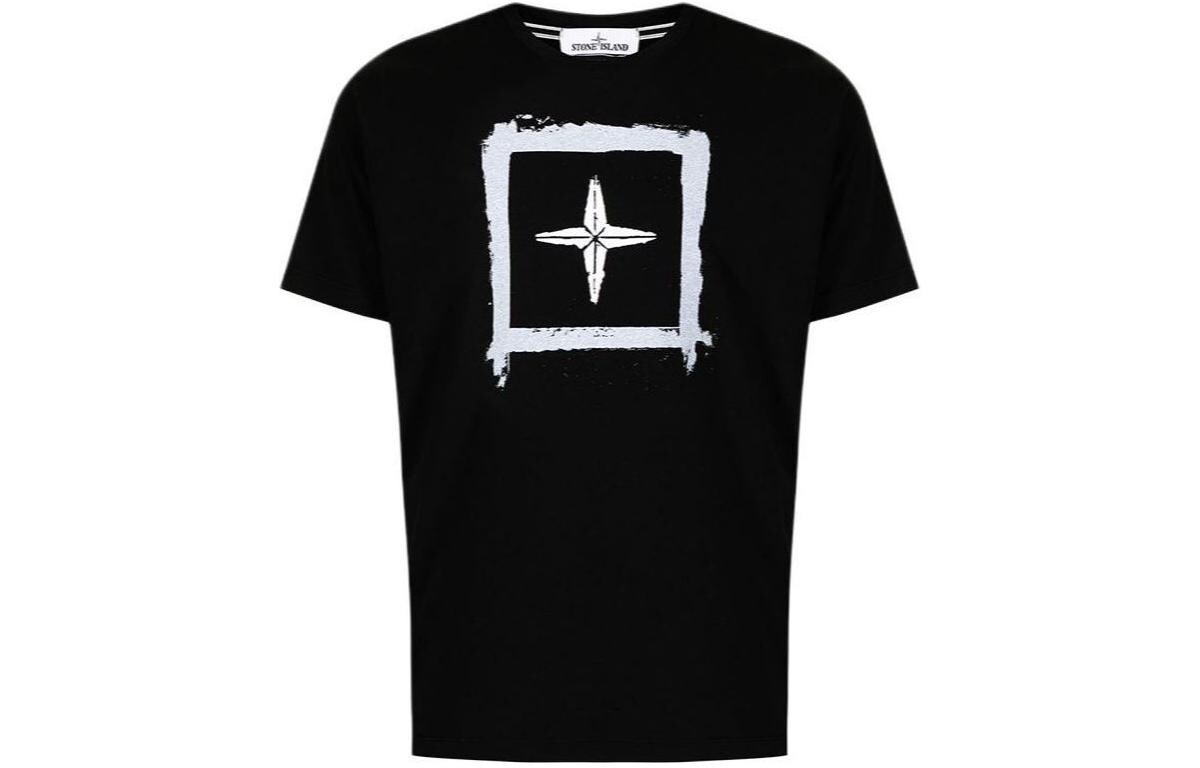 

Футболка мужская Stone Island с принтом, черный / белый