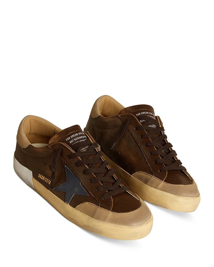 Мужские кожаные кроссовки Super Star Golden Goose, коричневый — фото 2