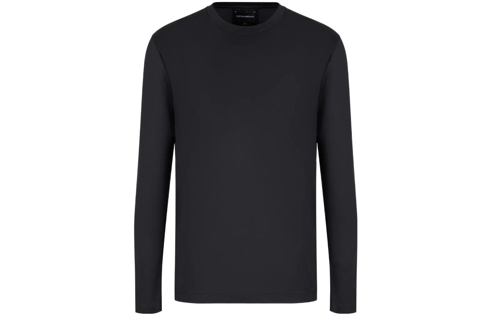 Джемпер из смесового джерси Asv Lyocell EMPORIO ARMANI, темно-синий — фото 2