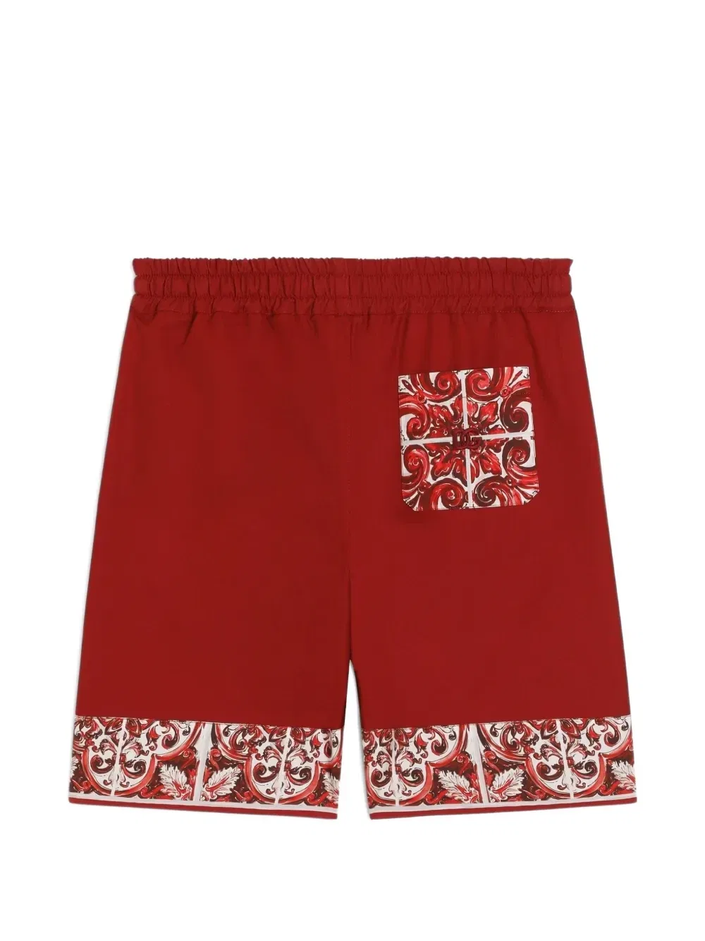 Бермуды из поплина с принтом "Майолика" Dolce & Gabbana Kids, красный — фото 2