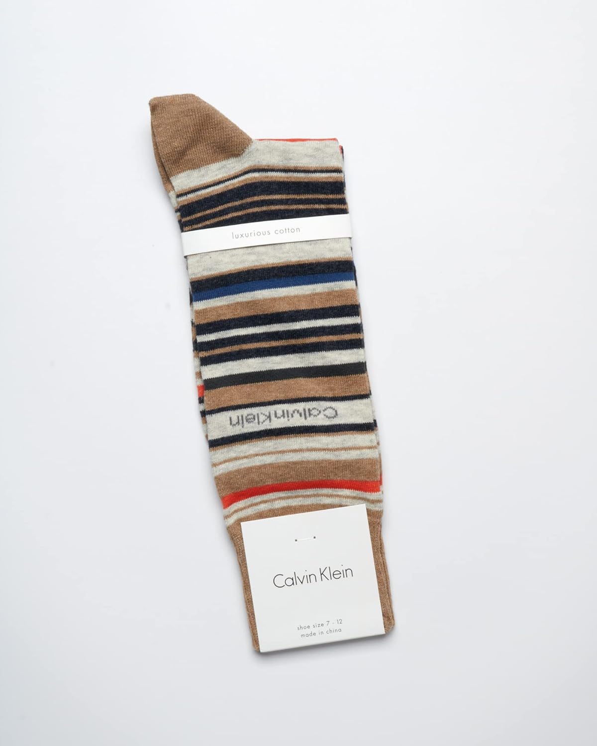 Мужские носки Calvin Klein - 1 пара, легкие, эластичные, мягкие, рабочие носки для мужчин, для повседневного делового и формального стиля., Tan Stripes — фото 2