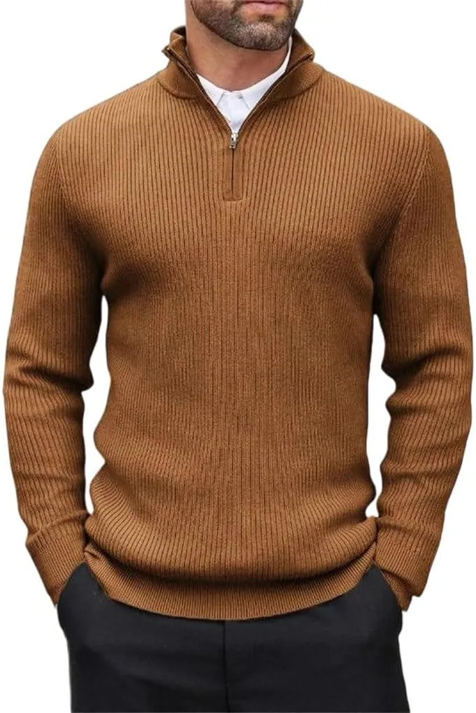 

Свитер мужской на молнии с воротником-стойкой