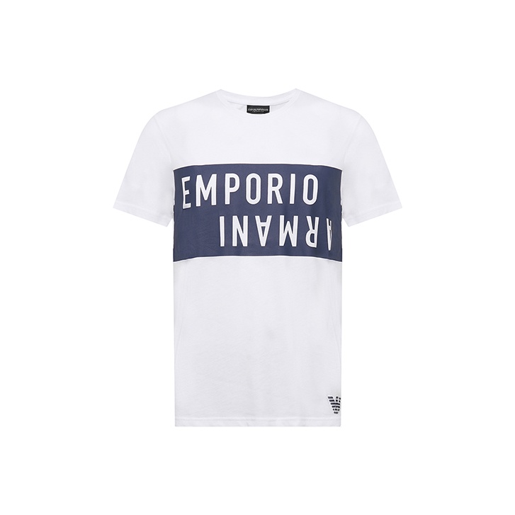 

EMPORIO ARMANI Футболка SS24 мужская бело-голубая, Синий, EMPORIO ARMANI Футболка SS24 мужская бело-голубая