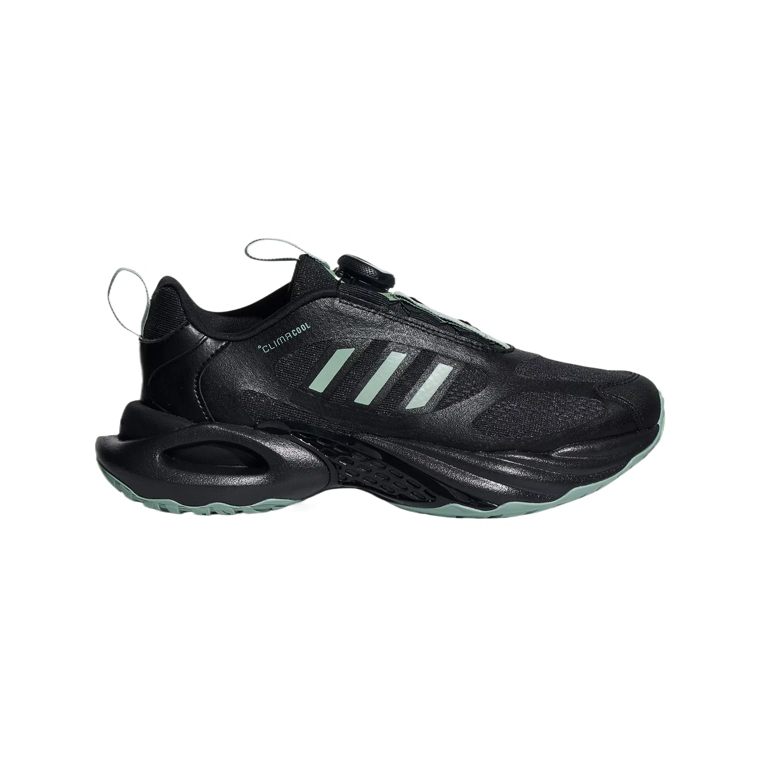 Кроссовки детские Climacool Vento 4.0 из синтетической кожи и текстиля Adidas, Black/Dusty Green/Dark Gray — фото 3
